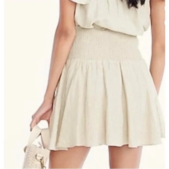 J. Crew Linen Smocked Waist Mini Skirt Bundle XXL Plus Size Black, White & Linen - Picture 16 of 16